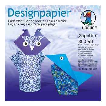 Designpapier Faltblätter "Sapphire" 15 x 15 cm